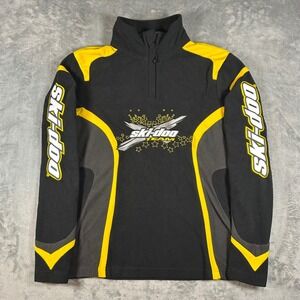 Ski-Doo Team BRP Fleece Quarter Zip Pullover Jacket Black Yellow Womens Large